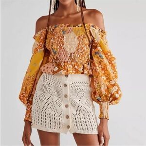 Spell & The Gypsy Freda Shirred Blouse - Amber